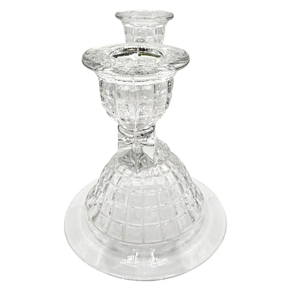 Victorian Clear by Heisey Double Taper Candlestick - Vintage MCM‎ Home Decor